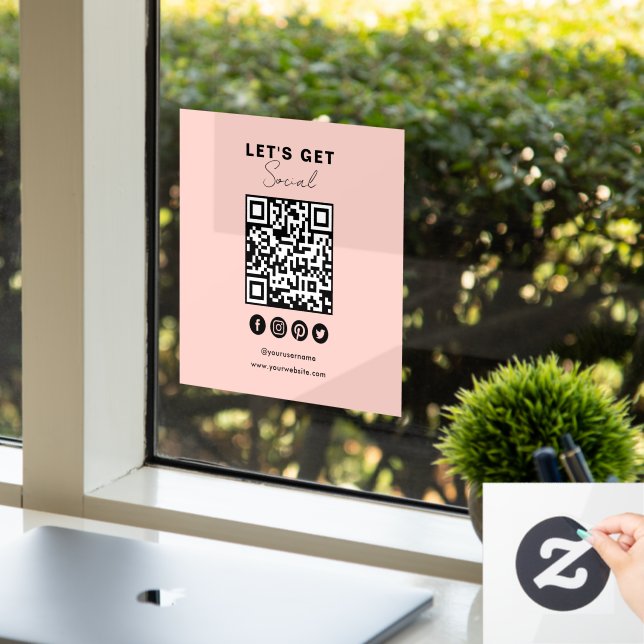 Verbinden Sie mit dem QR-Code der sozialen Medien  Fensteraufkleber (Büro)