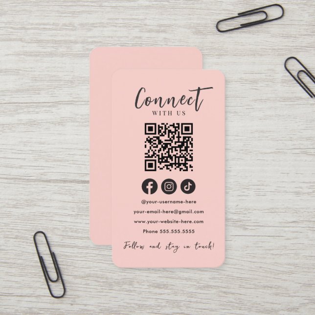 Verbinden Sie mit dem QR-Code der sozialen Medien Visitenkarte (Vorderseite/Rückseite Beispiel)