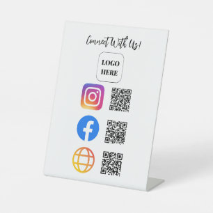Verbinden Sie mit dem QR-Code-Tabletop-Schild Sockelschild