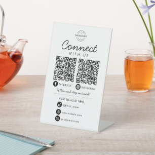 Verbinden Sie mit dem QR-Logo von US Social Media Sockelschild