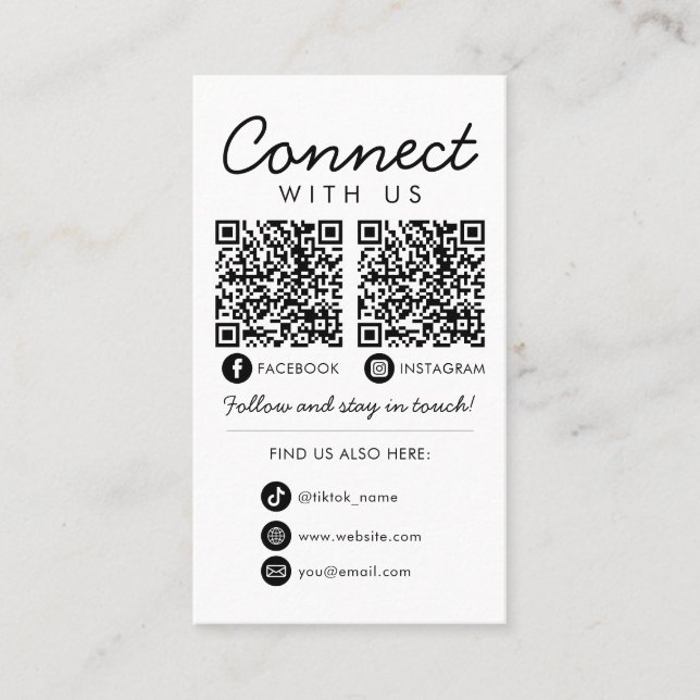 Verbinden Sie mit dem QR-Logo von US Social Media Visitenkarte (Vorderseite)