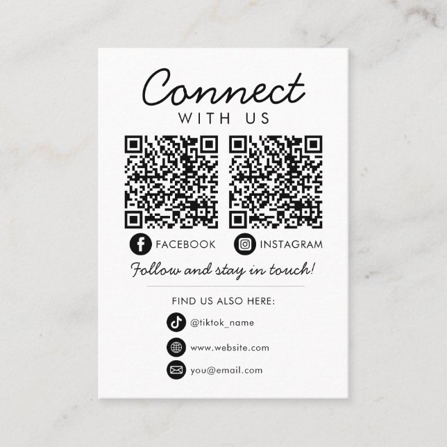 Verbinden Sie mit dem QR-Logo von US Social Media Visitenkarte (Vorderseite)