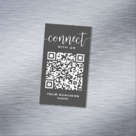 Verbinden Sie mit QR Code Graue Chic Moderne Minim Magnetische Visitenkarte
