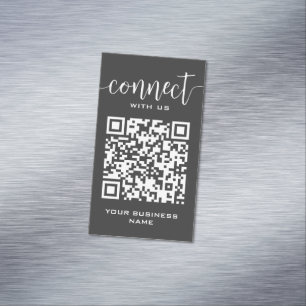 Verbinden Sie mit QR Code Graue Chic Moderne Minim Magnetische Visitenkarte
