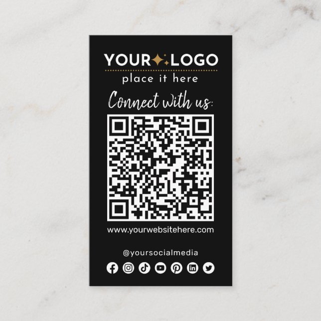 Verbinden Sie mit QR Code Social Media Moderne Bla Visitenkarte (Vorderseite)