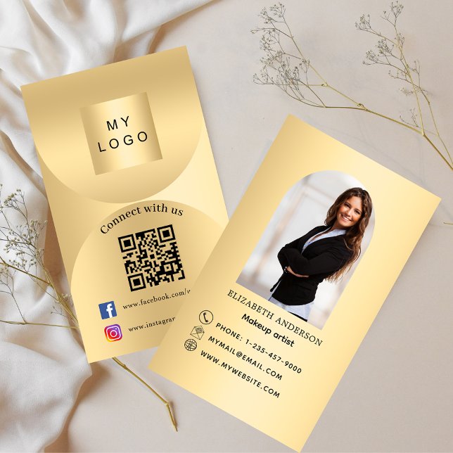 Verbinden Sie mit uns Gold Foto Qr Social Media Pr Visitenkarte (Von Creator hochgeladen)