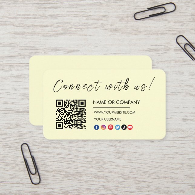 Verbinden Sie mit uns Logo Qr Code Social Media Gr Visitenkarte (Vorderseite/Rückseite Beispiel)