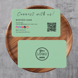 Verbinden Sie mit uns Qr Code Social Media Minze G Visitenkarte