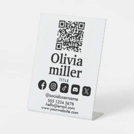 Verbinden Sie mit uns | QR-Kodex für soziale Medie Sockelschild