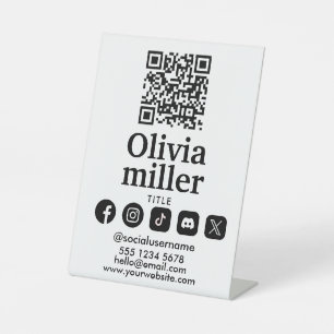 Verbinden Sie mit uns   QR-Kodex für soziale Medie Sockelschild
