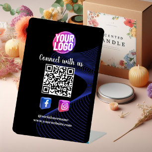 Verbinden Sie mit uns   Social Media QR Code Black Sockelschild