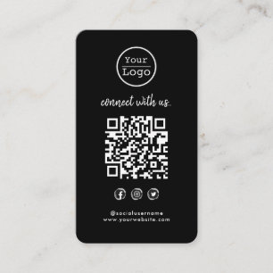Verbinden Sie mit uns Social Media QR Code Black Visitenkarte
