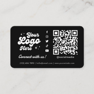 Verbinden Sie mit uns Social Media QR Code Black Visitenkarte