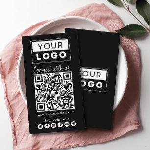 Verbinden Sie mit uns Social Media QR Code Black Visitenkarte