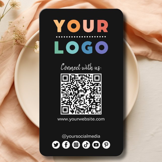 Verbinden Sie mit uns Social Media QR Code Black Visitenkarte (connect with us business card black)