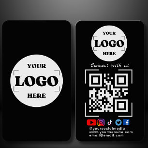 Verbinden Sie mit uns Social Media QR Code Black Visitenkarte