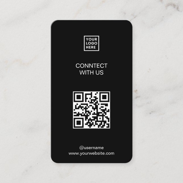Verbinden Sie mit uns Social Media QR Code Black Visitenkarte (Vorderseite)