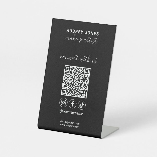 Verbinden Sie mit uns Social Media Qr Code Pedesta Sockelschild (Vorderseite)