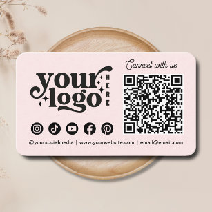 Verbinden Sie mit uns Social Media QR Code Rosa Visitenkarte