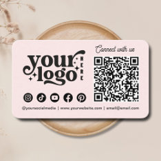Verbinden Sie Mit Uns Social Media Qr Code Rosa Visitenkarte at Zazzle