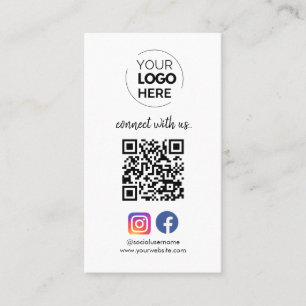 Verbinden Sie mit uns   Social Media QR Code White Visitenkarte