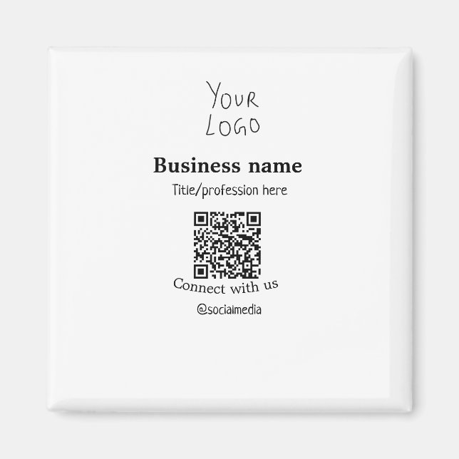 Verbinden Sie mit unserem Firmenlogo QR Social Med Magnet (Vorne)