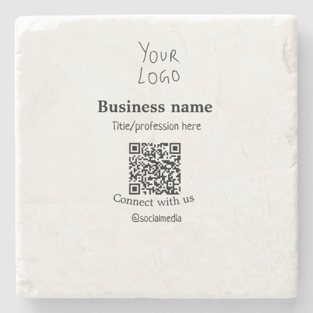 Verbinden Sie mit unserem Firmenlogo QR Social Med Steinuntersetzer (Vorderseite)
