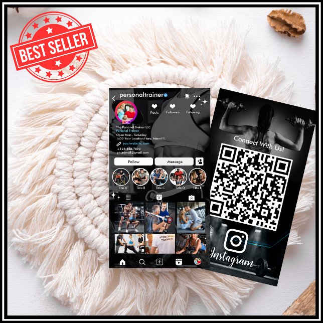 Verbinden Sie mit unserem Personal Trainer Black I Visitenkarte (Von Creator hochgeladen)