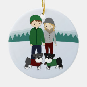 Verbinden Sie mit zwei Schnauzers Keramikornament