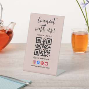 Verbinden Sie sich hier QR-Code-Schild Sockelschild
