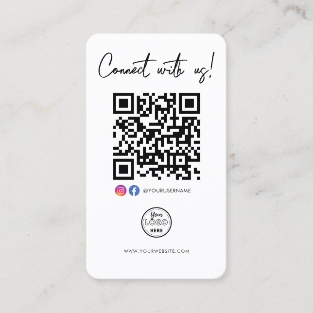 Verbinden Sie sich mit dem QR-Logo von Facebook Visitenkarte (Vorderseite)