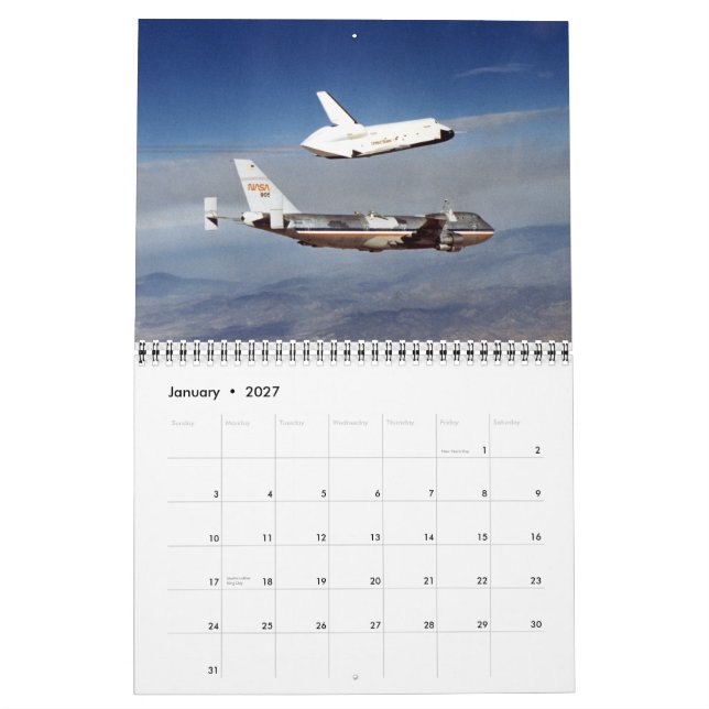 Verbinden Sie uns auf der Raumfähre Kalender (Jan 2027)