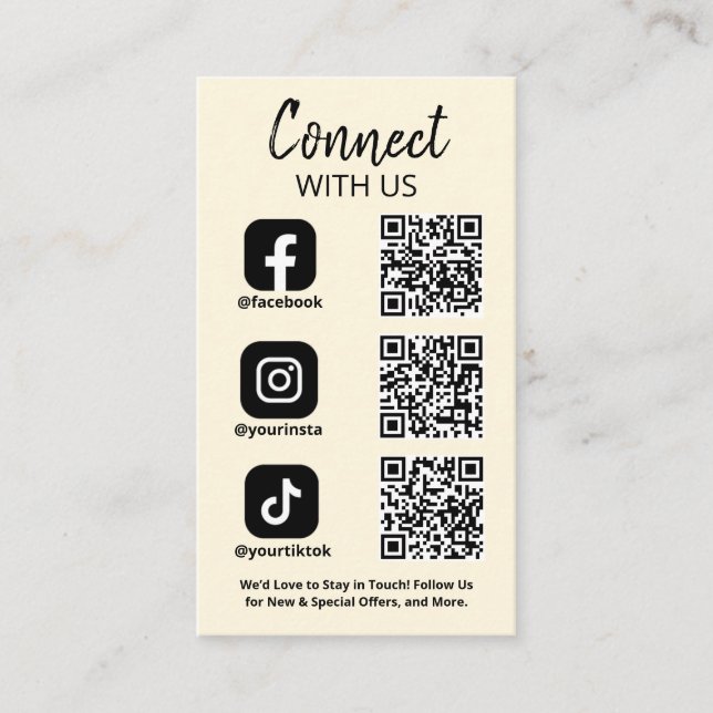 Verbinden Sie uns mit dem QR-Code für Social Media Visitenkarte (Vorderseite)