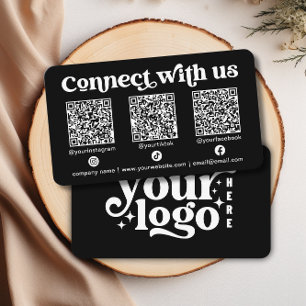 Verbinden Sie uns mit Social Media QR Black Busine Visitenkarte