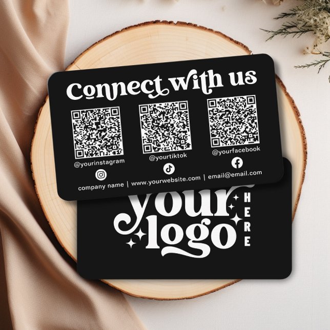 Verbinden Sie uns mit Social Media QR Black Busine Visitenkarte (Connect with us Social Media QR Black Business Business Card)