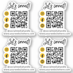 Verbinden wir gelben QR-Code für soziale Medien Aufkleber