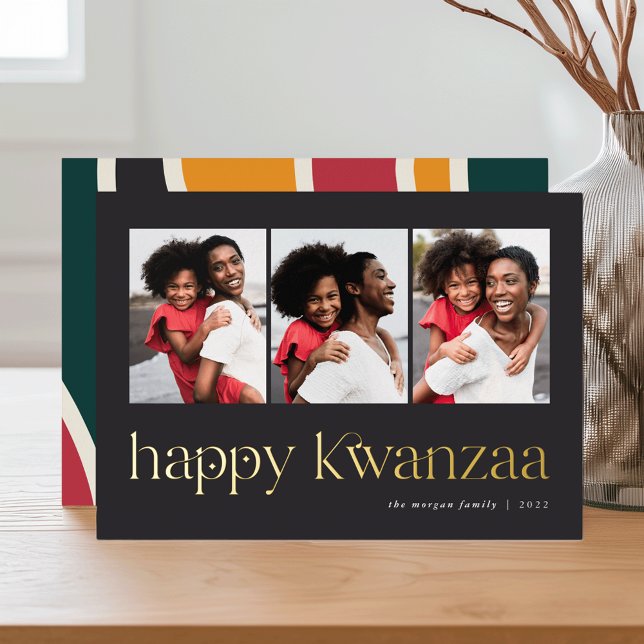 Verbindung | 3 Foto Kwanzaa Folien Feiertagskarte (Von Creator hochgeladen)