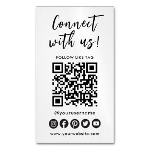 Verbindung mit dem QR-Logo der Social Media Magnetische Visitenkarte