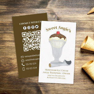 Verbindung mit mir   QR Code Einfache Bäckerei Eis Visitenkarte