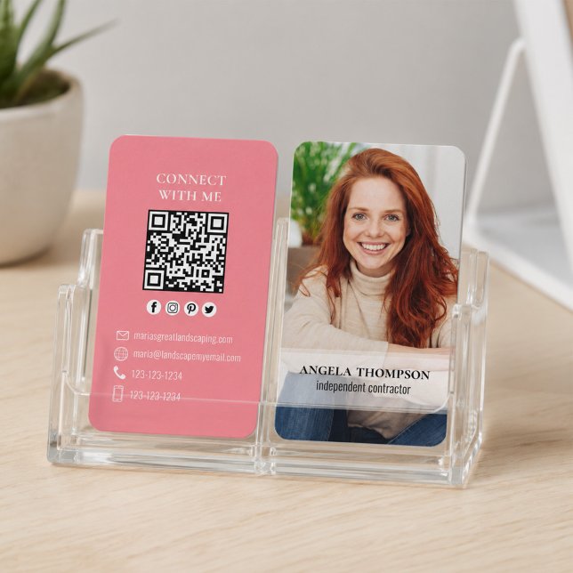 Verbindung mit mir | QR Code Einfaches Modernes Fo Visitenkarte (Make a memorable introduction with a modern photo business card featuring a convenient QR cod)