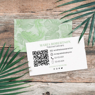 Verbindung mit mir QR Code Social Media Palm Blä Visitenkarte