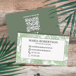 Verbindung mit mir QR Code Social Media Palm Blä Visitenkarte