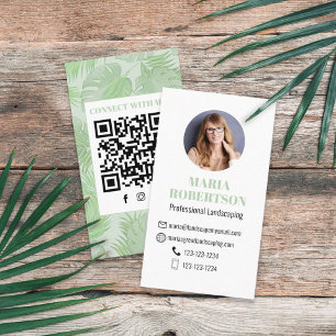 Verbindung mit mir QR Code Social Media Palm Blä Visitenkarte