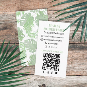 Verbindung mit mir QR Code Social Media Palm Blä Visitenkarte