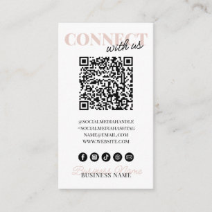 Verbindung mit QR Code Moderne rosa Script Company Begleitkarte