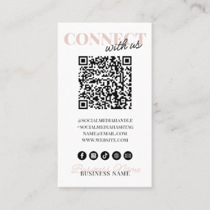 Verbindung mit QR Code Moderne rosa Script Company Visitenkarte