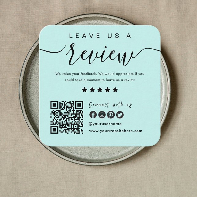 Verbindung mit QR Code Review US Tropical Blue Quadratische Visitenkarte (Von Creator hochgeladen)