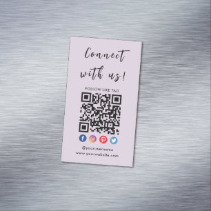 Verbindung mit QR Code Social Media Moderne Lila Magnetische Visitenkarte