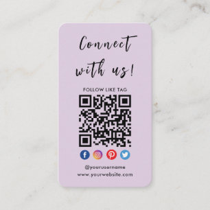 Verbindung mit QR Code Social Media Moderne Lila Visitenkarte