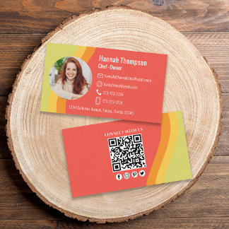 Verbindung mit uns | Modern Foto Colorful QR Code Visitenkarte